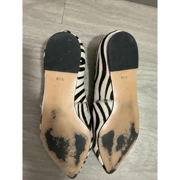 Talbots women’s Zebra Print Calf Hair Pointy Toe Flats 5.5 B & matching belt XS - Picture 9 of 13
